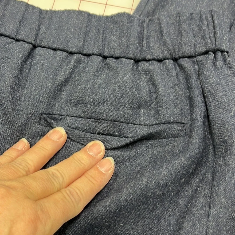 THEORY Korene R Urban Flannel Wool Pull On Navy Pants SZ M